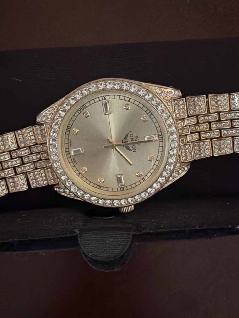 Gold-Tone Crystal Bracelet Watch